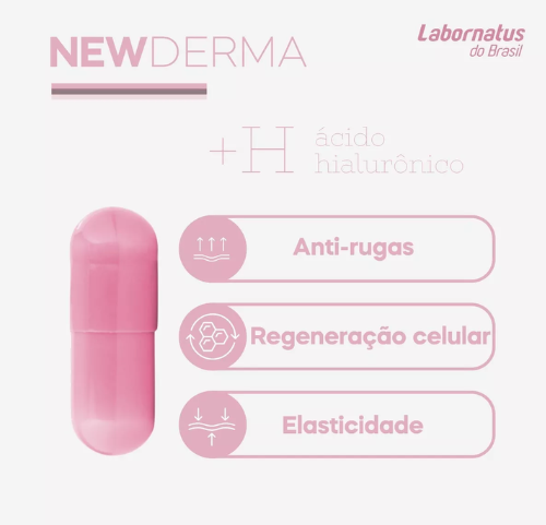 New Derma Colágeno Verisol + Acido Hilaurônico + Q10 60caps Sabor Sem Sabor